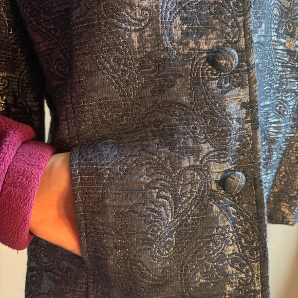 Alfred Dunner Silver Gray Metallic Paisley Blazer Jacket 3/4 Sleeve Shimmer 14P - Picture 5 of 15
